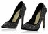 LSS00102 - Black/White Diamante Embellished High Heel Court Shoes