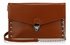 LSE00201 - Brown Studded Flapover Clutch Purse