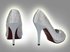 LSS00104 - Silver Diamante Embellished High Heel Court Shoes