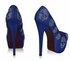 LSS00115 - Blue Skull Diamante Embellished Platform Shoes