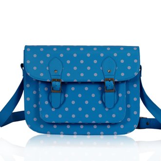 LS0087 - Womens Blue Spotty Satchel Shoulder Handbag