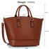 LS0085B- Brown Fashion Tote With Long Strap