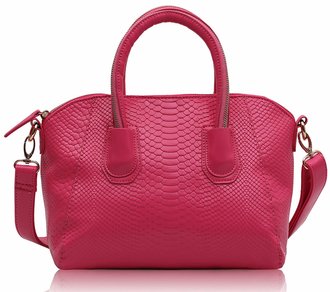 LS0049 - Pink Snake Skin Effect Fashion Handbag