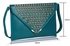 LSE00205 - Teal Large Slim Clutch Bag With Studded Flap
