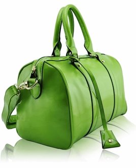 LS7008A - Green Patent Barrel Handbag