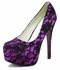 LSS00125 - Purple Lace Covered Platform Court Shoes