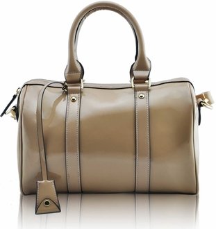 LS7008A - Nude Patent Barrel Handbag
