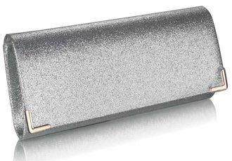 AGC00235 - Silver Glitter Clutch Bag