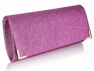 LSE00235 - Pink Glitter Clutch Bag