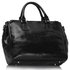 LS00185  - Three Top Zip Black Grab Handbag