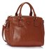 LS00185  - Three Top Zip Brown Grab Handbag