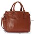LS00185  - Three Top Zip Brown Grab Handbag