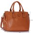 LS00185  - 3 Top Zip Tan Grab Handbag