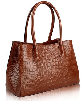 LS0062 - Brown Croc Shoulder Bag