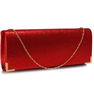 LSE00235 - Red Glitter Clutch Bag