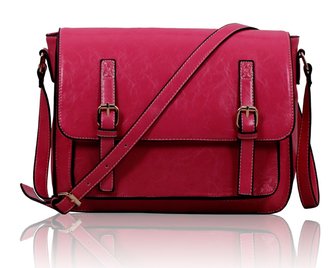 LS00127 - Pink Double Buckle Messenger Bag