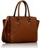 LS00150S - Brown Shoulder Handbag With Studs Details