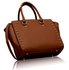 LS00150S - Brown Shoulder Handbag With Studs Details