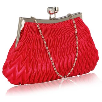 LSE00193 - Red Crystal Evening Clutch Bag