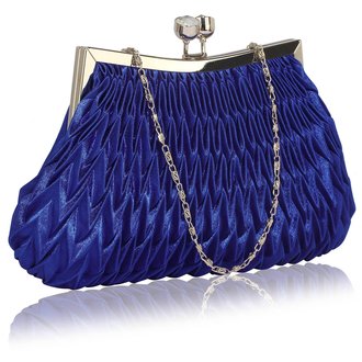LSE00193 - Royal Blue Crystal Evening Clutch Bag