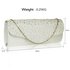 LSE00253 - Ivory Diamante Design Evening Flap Over Party Clutch Bag