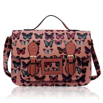 LS00226E - Pink butterfly Design Satchel