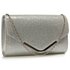 LSE00266 -  Silver Large Flap Clutch purse