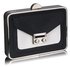 LSE00268 - Black / White Hardcase Clutch Bag With Long Chain