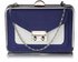 LSE00268 - Navy / White Hardcase Clutch Bag With Long Chain
