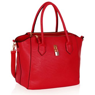 LS00219 - Red Three Zipper Grab Bag With Decorative Padlock
