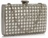 LSE00267 -  Silver Diamante Clutch purse