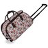 LS00308 - White Owl Print Travel Holdall Trolley Luggage With Wheels - CABIN APPROVED