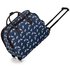 LS00309A - Navy Horse Print Travel Holdall Trolley Luggage With Wheels - CABIN APPROVED