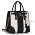 LS00336 - Black /White Colour Block Tote Handbag