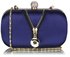 LSE00262 - Navy Satin Clutch With Crystal Decoration
