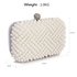LSE00283 - White Beaded Pearl Rhinestone Clutch Bag