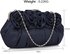 LSE00287 - Navy Flower Design Satin Evening Bag