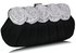LSE00287 - Black / White Flower Design Satin Evening Bag
