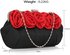LSE00287 - Black / Red Flower Design Satin Evening Bag