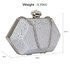 LSE00285 - Silver  Rhinestone Studded Hard Box Bridal clutch bag