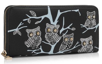 LSP1046 - Black Owl Design Purse/Wallet