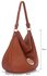 LS00357  - Brown Zip Top Hobo Bag