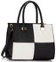 LS00153M - Black / White Fashion Tote Handbag
