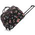 AGT00309C - Black Butterfly Print Travel Holdall Trolley Luggage With Wheels - CABIN APPROVED