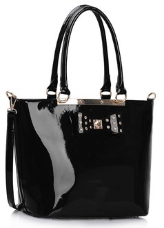 LS00326A - Black Patent Bow Tote Handbag