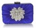 LSE006 - Blue Gorgeous Satin Rouched Brooch Hard Case Blue Evening Bag