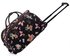 AGT00308C - Wholesale & B2B Black Butterfly Print Travel Holdall Trolley Luggage With Wheels - CABIN APPROVED Supplier & Manufacturer