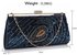 LSE00295 - Navy Sequin Peacock Feather Design Clutch Evening Party Bag