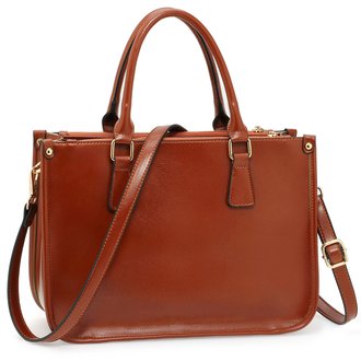 AG00184NEW - 3 top Zip Brown Tote Handbag