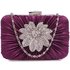 LSE006 - Purple Gorgeous Crystal Satin Rouched Brooch Hard Case purple Evening Bag